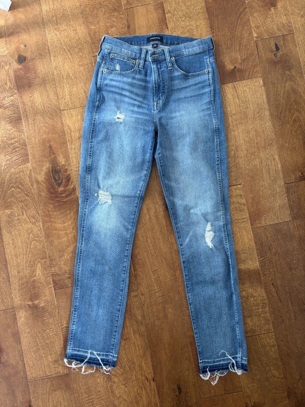 J.Crew Distressed Skinny Jeans with Released Hem, Size 27 Tall